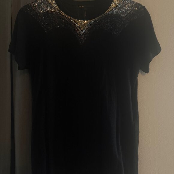 MAJE Tatillon sequin-embellished cotton-blend T-shirt - Picture 6 of 9